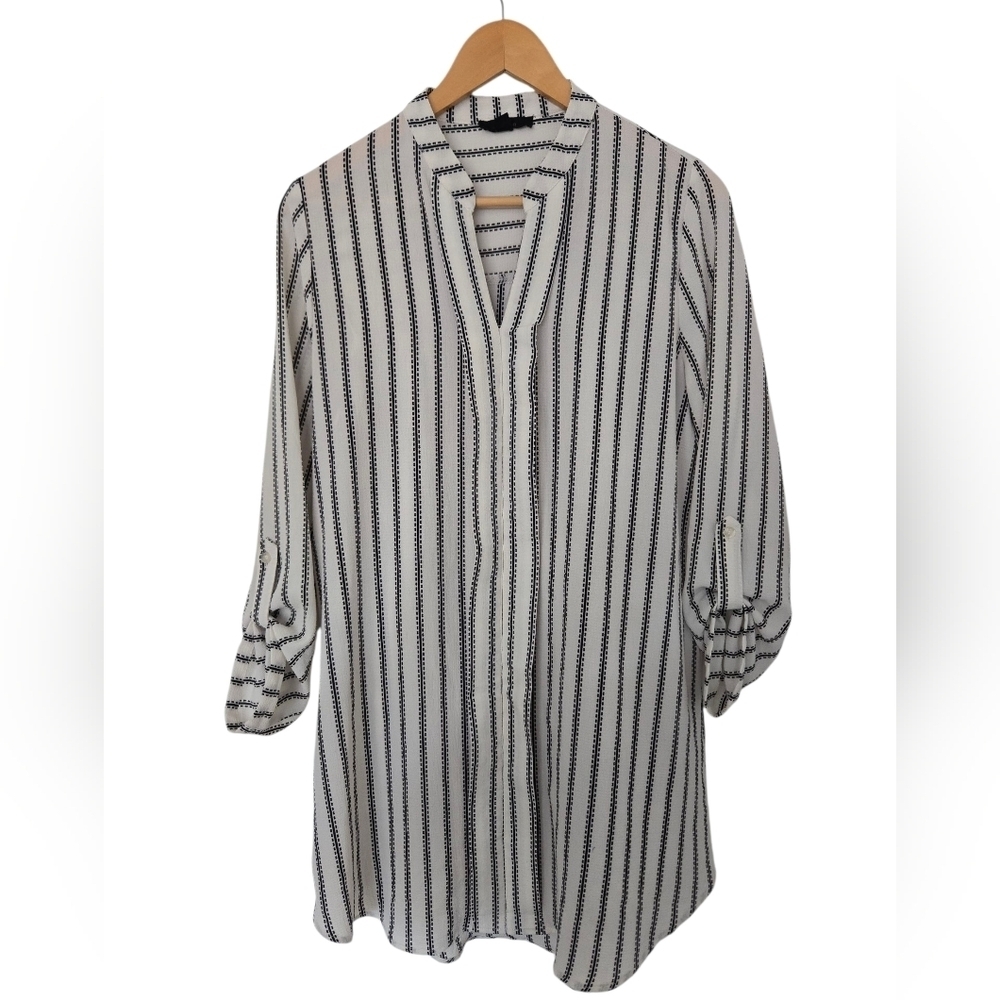Mine Black and White Striped Shirt Dress Size Medium
